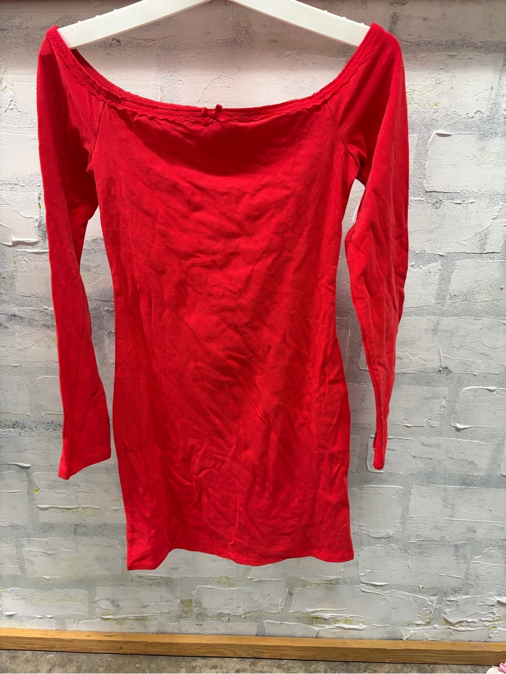 wild fable Red Off-the-Shoulder Long Sleeve Dress